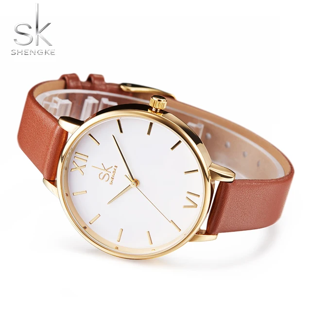 Shengke Brand Women Watches Simple Leather Wristwatch Lady Gold Luxury Dial Watc Shengke Brand Women Watches Simple Leather Wristwatch Lady Gold Luxury Dial Watc