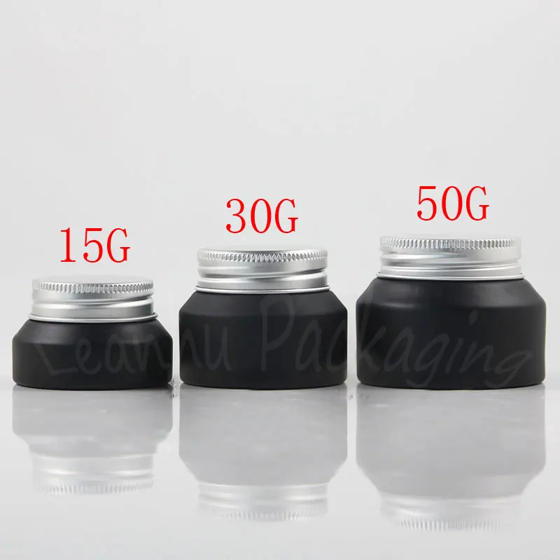 

15G / 30G / 50G Black Glass Frosted Cream Jar , Mask / Skin Care Cream Sub-bottling , Empty Cosmetic Container ( 12 PC/Lot )