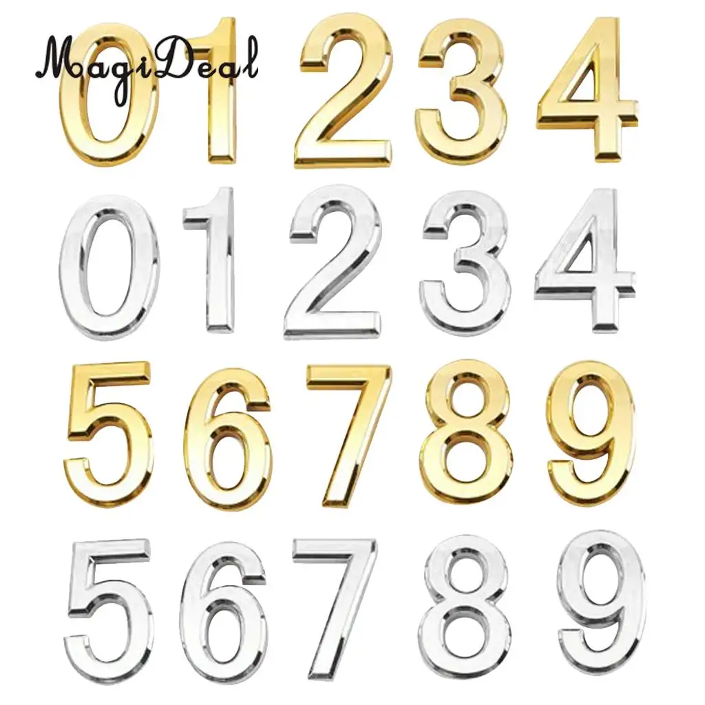 MagiDeal Silver Sticky Numeric Digit Plastic Self-Adhesive House Hotel Door Number for House Hotel Number Plate