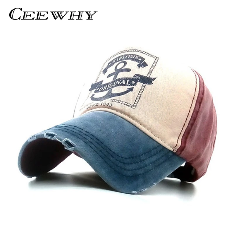 

CEEWHY Printed Hip Hop Snapback Hats Couples Hat Man Woman Pure Cotton Baseball Caps Do Old Pirate Ship Anchor Gorras Wash Cap