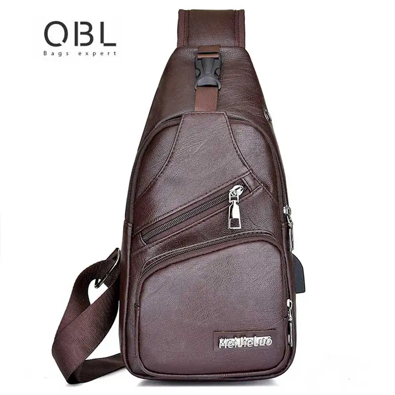 

Vintage Brown Pu Leather Men chest Bags Male Single Shoulder Bag Pack Crossbody Bags For Men Messenger Men Sling Bag Black Brown