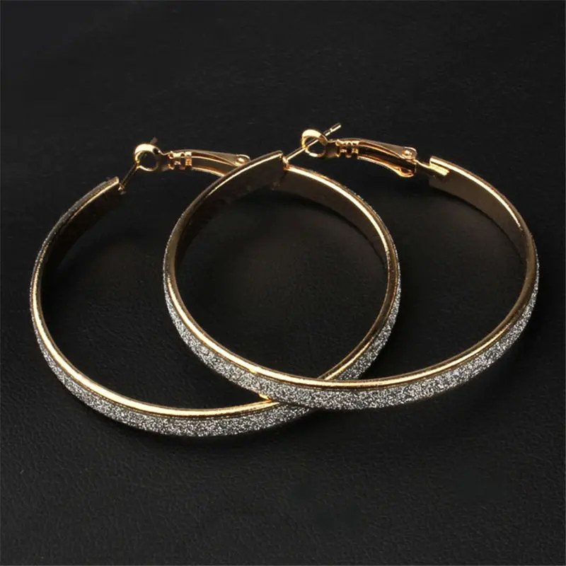 

SOHOT Fashion Lady Women's Jewelry Matte Round Dangle Drop Big Hoop Earrings Fashion Accessories