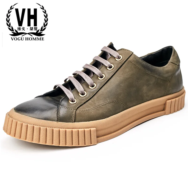 

Men's leather shoes fashion trend of Korean all-match leisure shoes spring youth retro autumn cowhide men casual shoes
