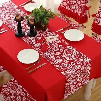 

Christmas Table Runner Mat Tablecloth Christmas Flag Home Party Decor Red Floral Printed Table Runners Home Decoration wed party