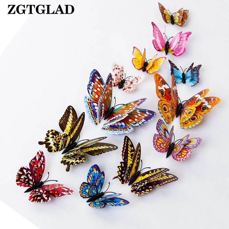 ZGTGLAD 12 шт./компл. 3d diy светящаяся в темноте наклейка бабочка светящиеся магнитные