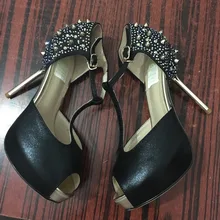 2016 sommer Nagelneuen frauen Sexy T pumps Peep Toe strass Elegante Abendkleid Schuhe High Heels auf verkauf