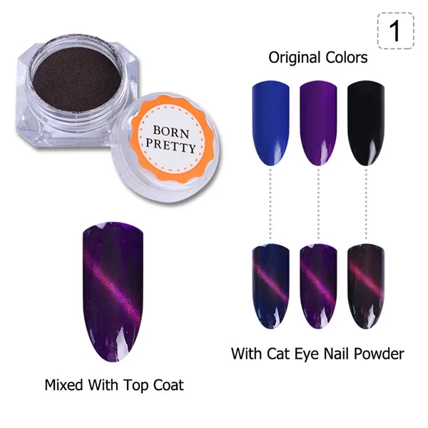 Многоцветный 3D кошачий глаз Магнитный дизайн ногтей Dip порошок украшение зеркало-Хамелеон эффект пигмент ногтей Блеск порошок - Цвет: Color 1