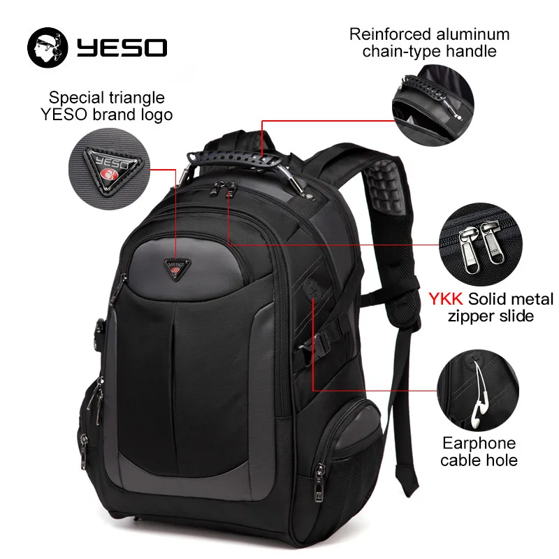 Рюкзак YESO мужской непромокаемый под ноутбук 2019 дюйма|backpack for teenager|laptop backpacks menbackpack