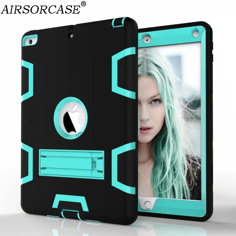 

9.7'' for Apple iPad 9.7 (2017) Case for iPad 9.7 2018 Tablet Shockproof Protect Cover Hard PC & Silicone Hybrid Kickstand Cover