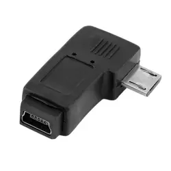 Черный 3*1,5*0,8 см Профессиональный влево/под прямым углом USB Mini 5 контактный разъем Micro 5 контактный разъем 90 градусов угол адаптер конвертер