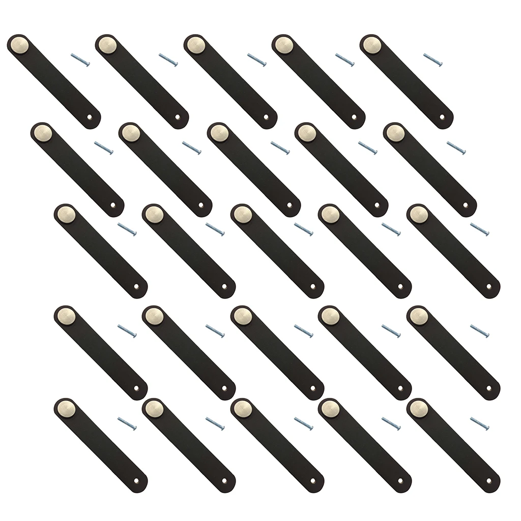 25Pcs Handmade Leather Suitcase Handle Drawer Cabinet Leather Handle Pulls Knob for Kitchen