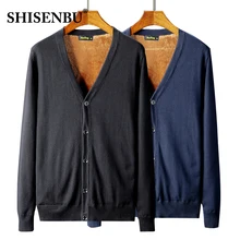 Плюс бархатный термальный свитер с v-образным вырезом в японском стиле кардиган мужской сплошной цвет кардиган Slim Fit Хлопок Trui Heren Uomo