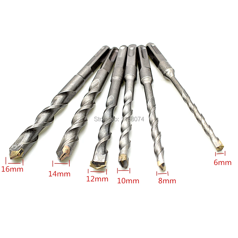 

2-flute Carbide Tip Masonry Drill Bit Electric Hammer Concrete Drill 4 Slots SDS Square Shank Impact Drill Bit 6,8,10,12,14,16mm