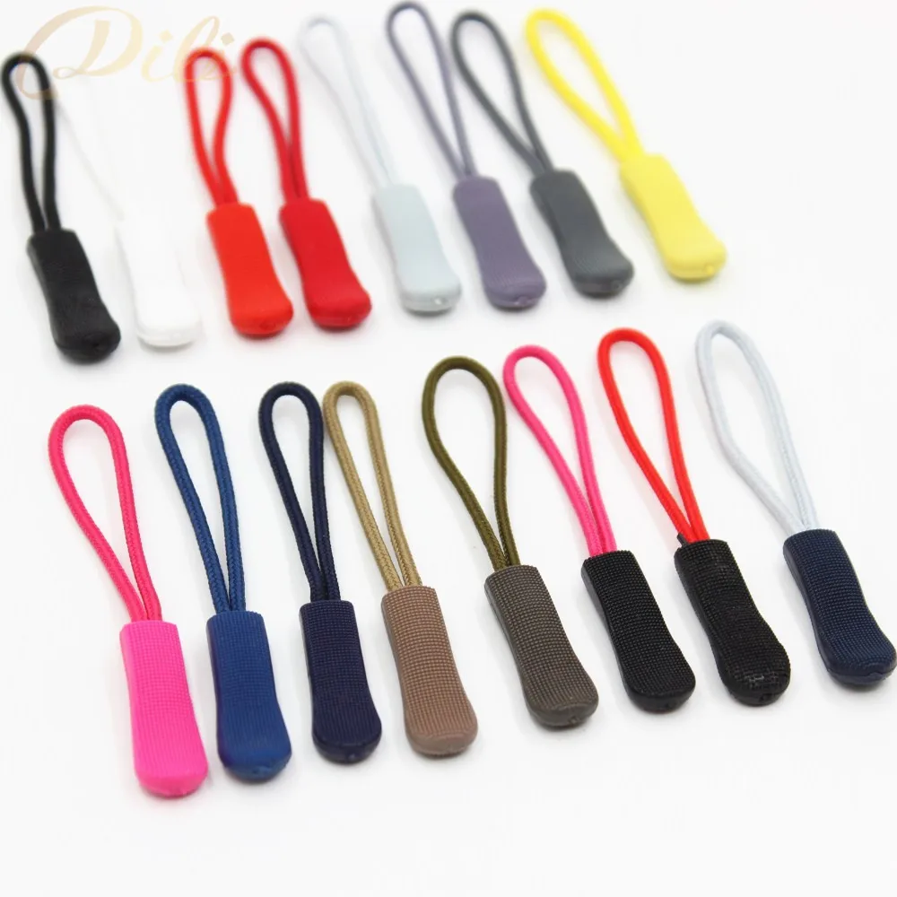 Zipper Pullers 500pcs PVC zipper pull cord zipper head pull puller end fit rope tag fixer zip cord mix color for garment bags