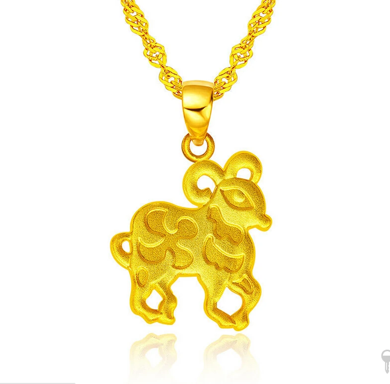 

Hot sale fashion Authentic 24K 999 Yellow Gold Pendant /Bless Zodiac Happy Goat Pendant/ 4.2G