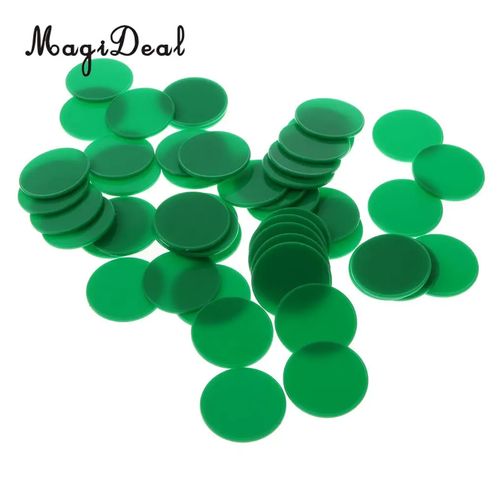 50Pcs Maths Counters - Coloured Round (32mm) Kids Toddler Educational Number Arithmetic Sorting Counting Game Teaching Aids Toy