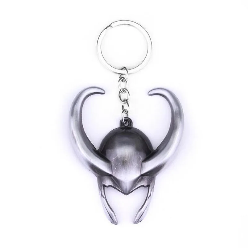 

10pcs/lot Loki Helmet Figure Keychain Thor Comic Marvel The Avengers Metal Key Chain Vikings Accessories Keyring Mask For Men