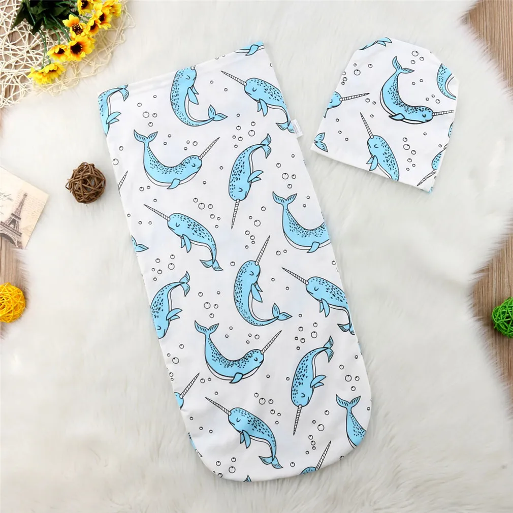 Canis Пеленальное Одеяло для новорожденных пеленка для сна муслиновая накидка+ шапочка 2 шт