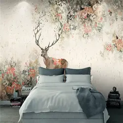 Ретро Лось скандинавский стиль пион роза ТВ задний план стены Бумага гостиная спальня росписи
