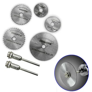 

7Pcs HSS Circular Wood Cutting Saw Blade Disc Mandrels fr Rotary Tool New