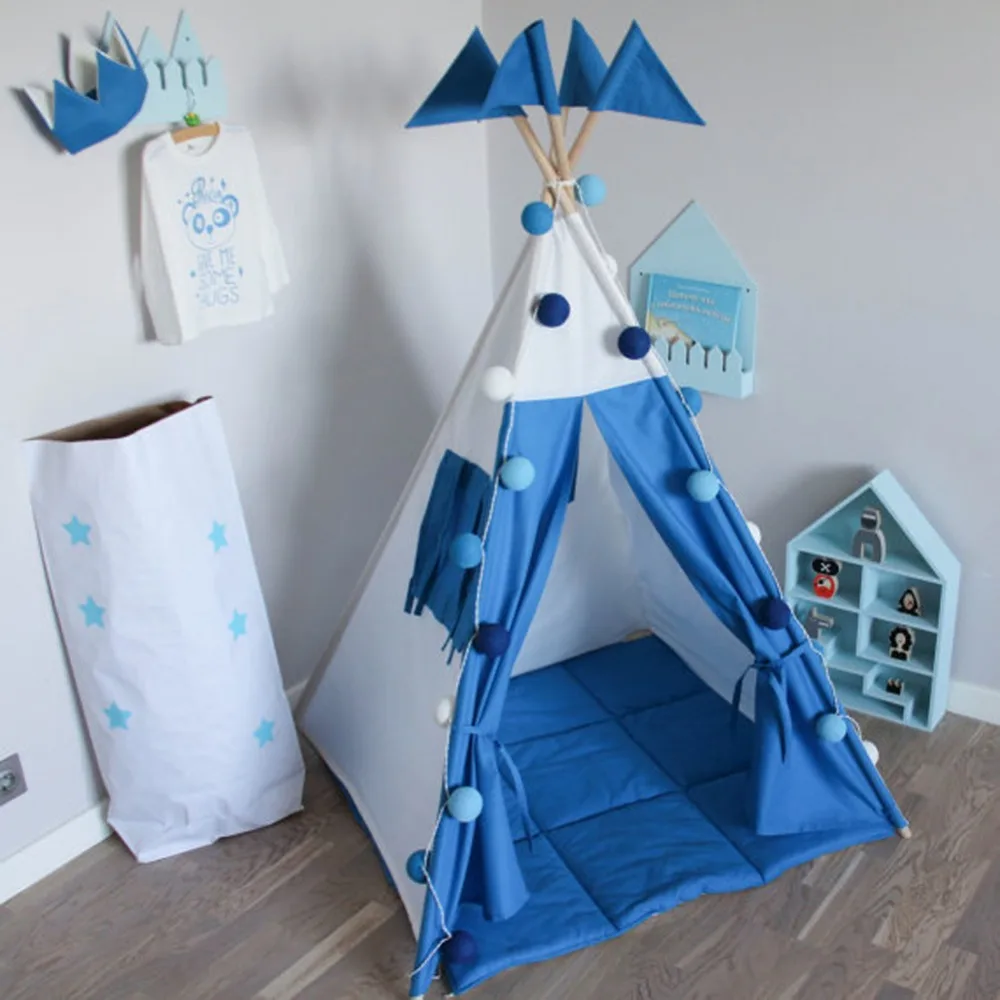 Free Love @ blue color with flags kids play tent indian teepee children playhouse children play room teepee