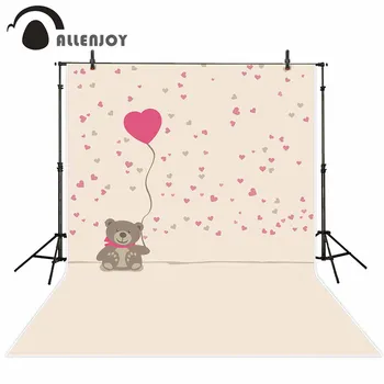 

Allenjoy new arrivals photo backdrops Pink cartoon cute bear love heart romantic backdrop photocall photo printed without stand