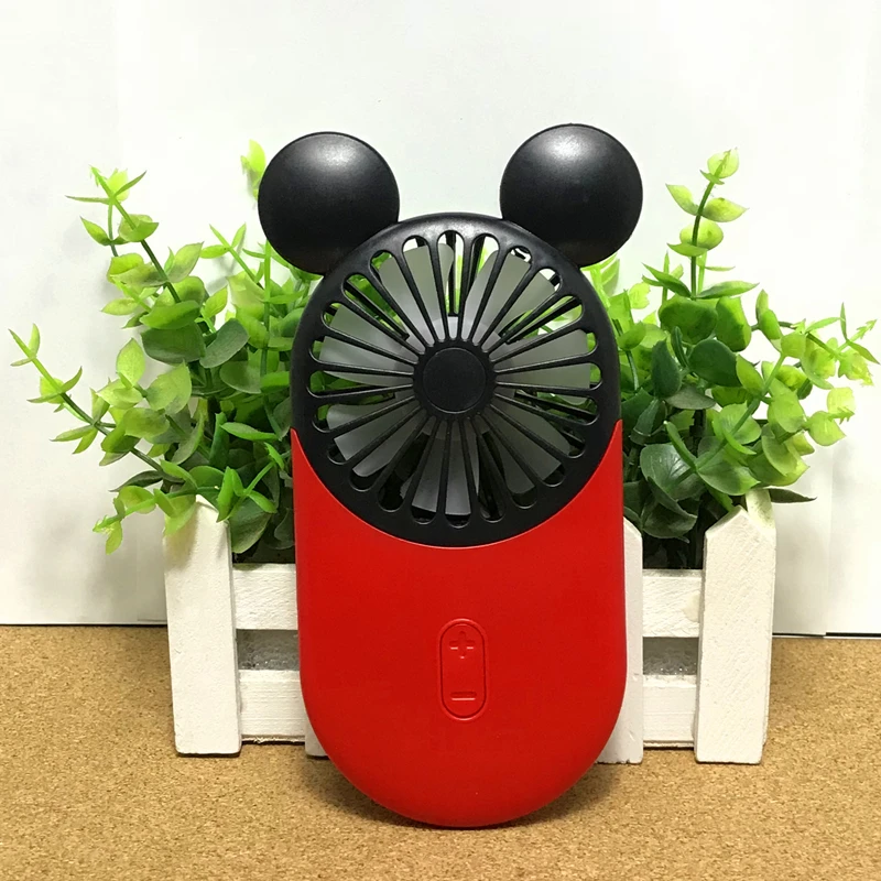 Cartoon Usb Pocket Mini Hold Charge Small Fans With One Portable Bring Led Lamp Ultrathin Will Wind Power - Color: Mitch red