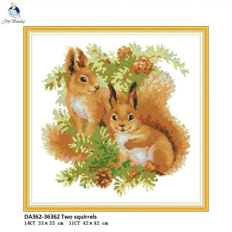 

Needlework Embroidery 14CT 11CT Counted Printed On Canvas Cross Stitch Schemes Home Decoration Two Squirrels DIY Handmade Crafts