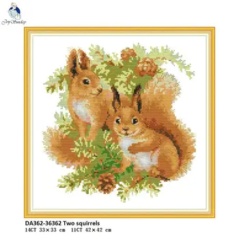 

Needlework Embroidery 14CT 11CT Counted Printed On Canvas Cross Stitch Schemes Home Decoration Two Squirrels DIY Handmade Crafts