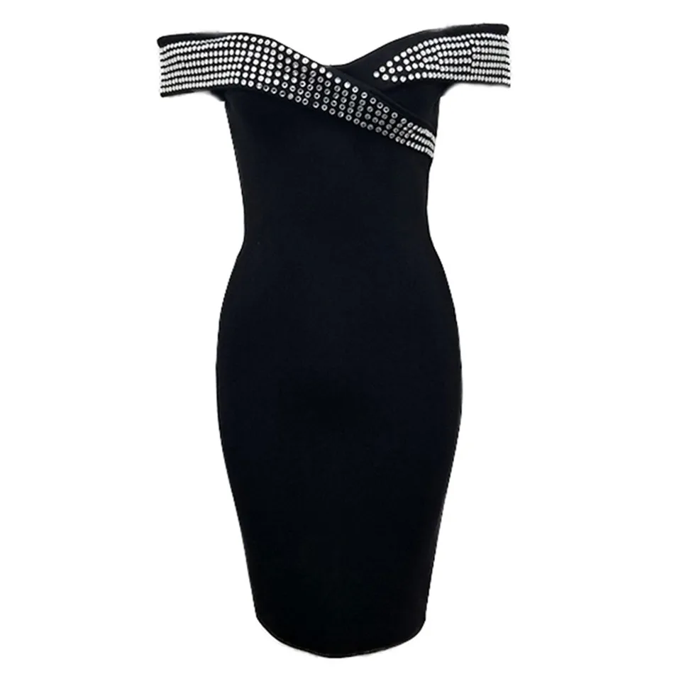 2019-New-Evening-Party-Dress-Bandage-Dress-Vestidos-Clothing-Celebrity-Sexy-Slash-Neck-Club-Black-Elegant