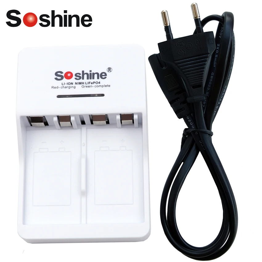 Soshine V1 9 V-зарядное устройство для литий-ионного, Батарея Зарядное устройство 9 V Батарея Зарядное устройство с 2 слота Вход AC 90-260 V 50/60 Гц EU/US разъем