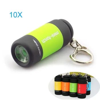 

10pcs mini led Flashlight keychain USB Torch Penlight Rechargeable Mini-Torch Flash Light lamp small pocket lanterna Reading