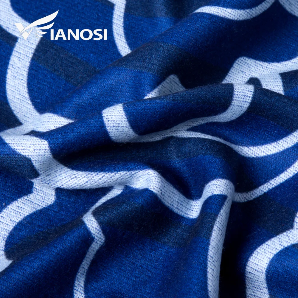 [VIANOSI] синий зимний шерстяной шарф для женщин, шаль и шарфы с принтом, Теплая бандана, Женская Роскошная бандана, bufandas invierno mujer
