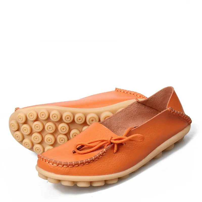 ASILETO/Женская обувь на плоской подошве; летняя повседневная обувь; женские водонепроницаемые мокасины; женская обувь на плоской подошве из коровьей кожи; большие размеры 34-44; T140 - Цвет: Orange