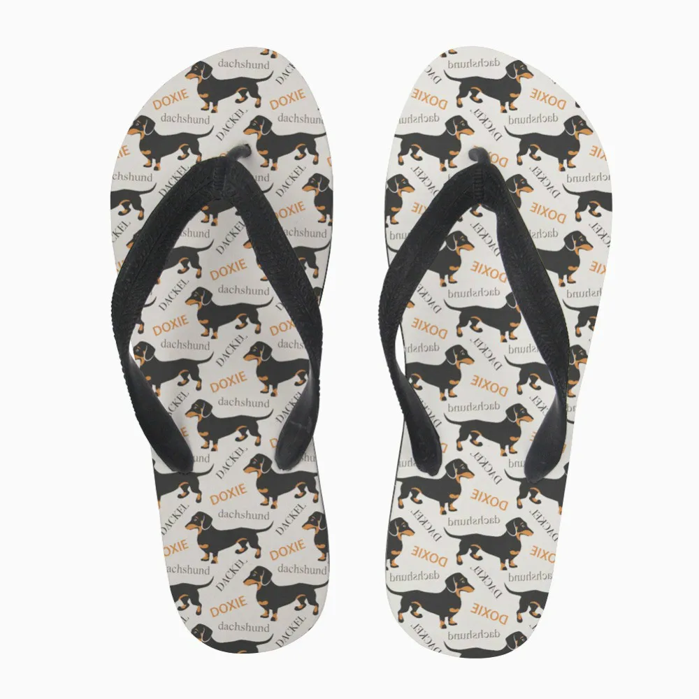 

Twoheartsgirl Cute Dachshund Dog Flip Flops Printing Animal Summer Beach Slippers Soft Comfortable Women Home Flats Flipflops