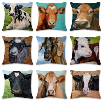 

New best-selling cow animal linen pillowcase wedding decoration sofa cushion cover fashion car seat pillow cover home decoration