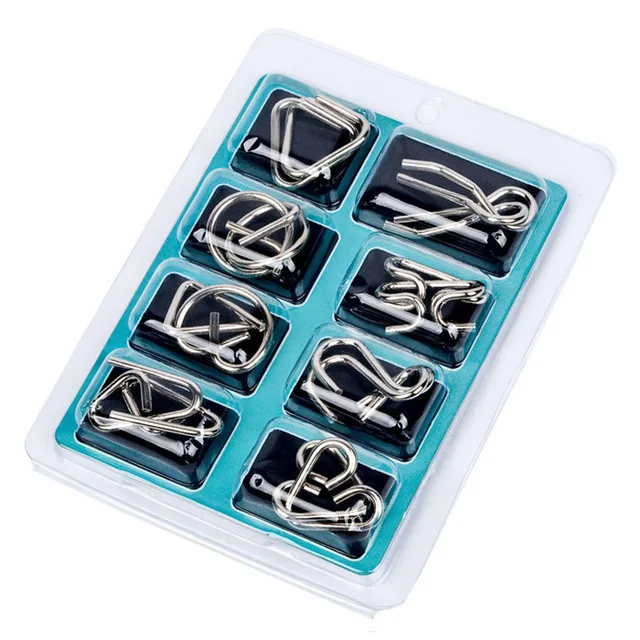 8pcs/set Classic Metal Magic Wire Puzzles Brain Teaser IQ Game For Adult Kids Free Shipping