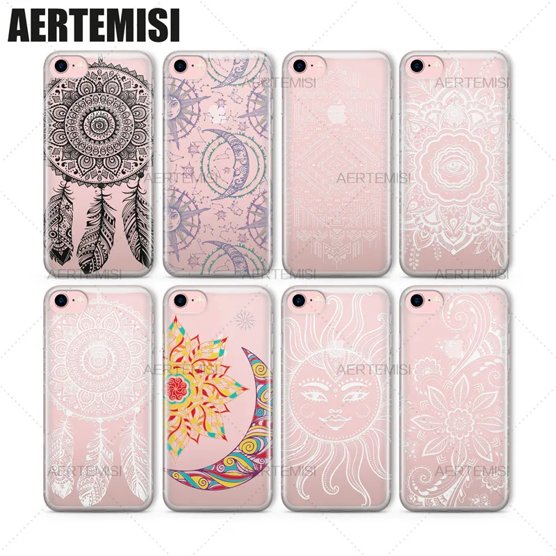 Aertemisi прозрачный чехол из ТПУ для iPhone 5 5s SE 6 6s 7 Plus черный хна Ojibwe Ловец снов