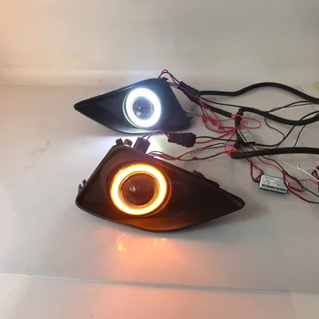 

RQXR fog lamp driving light assembly For Toyota Corolla 2006-2010 cob angel eye led daytime running lights turn signal