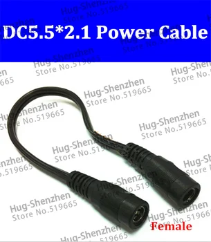 

200 pcs Black 5.5*2.1 DC Connector Female to Female Power Cable Jack For Camera CCTV Accessories Free Shipping