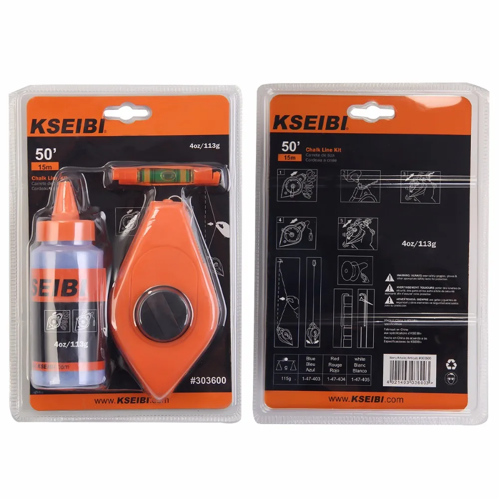 KSEIBI 303600 Professional 3 шт. меловая линия катушка набор с пополнения порошок