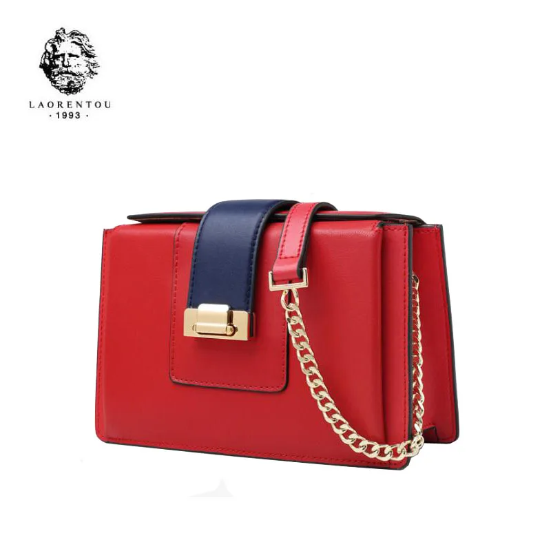 

LAORENTOU 2019 New women Leather bags Chain fashion red Luxury leather crossbody bags for women