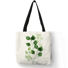 Эко многоразовая сумка для покупок с зеленым растительным принтом женские сумки-тоут Faric повседневные сумки студенческие дорожные пляжные сумки