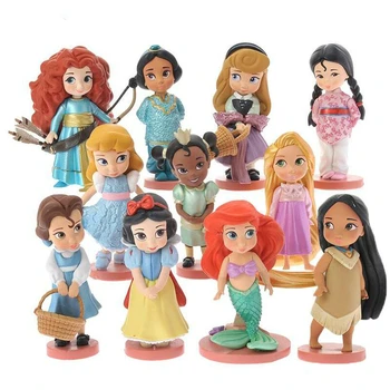 

11 Pcs/Set Disney Princess Snow White Rapunzel Ariel PVC Action Figures Cute Cartoon Princess Mermaid Toys Models Girls Gifts