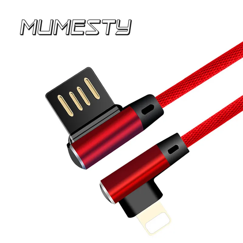 

MUMESTY for iphone XS MAX USB Cable Charger for Lightning cable 90 degree Elbow USB Charger Cable Sync for iphone 6s X 7 8plus
