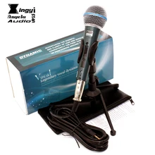 BT58A Профессиональный переключатель динамический проводной микрофон подставка Настольный микрофон металлический держатель для компьютерное караоке бета 58а с аудиокабелем