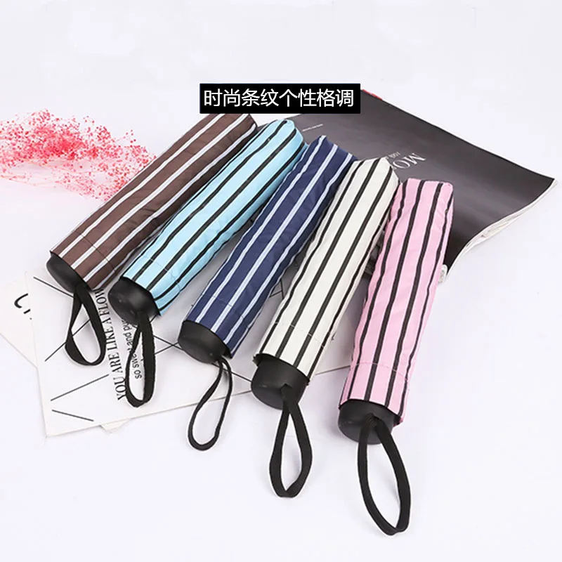

Stiped Umbrella Rain Women Windproof Ultralight Sun Rain manual Folding Umbrellas Lady Umbrella parasol inverted umbrella
