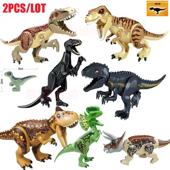 

2PCS/LOT Legoings Jurassic Dinosaurs World 2 Carnotaurus Indominus Rex I-rex Velociraptor Building Blocks Bricks Baby Toys