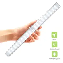 USB Rechargeable 20/36/64LEDs LED Under Cabinet Light PIR Motion Sensor Lamp for Wardrobe Cupboard Closet Kitchen night light