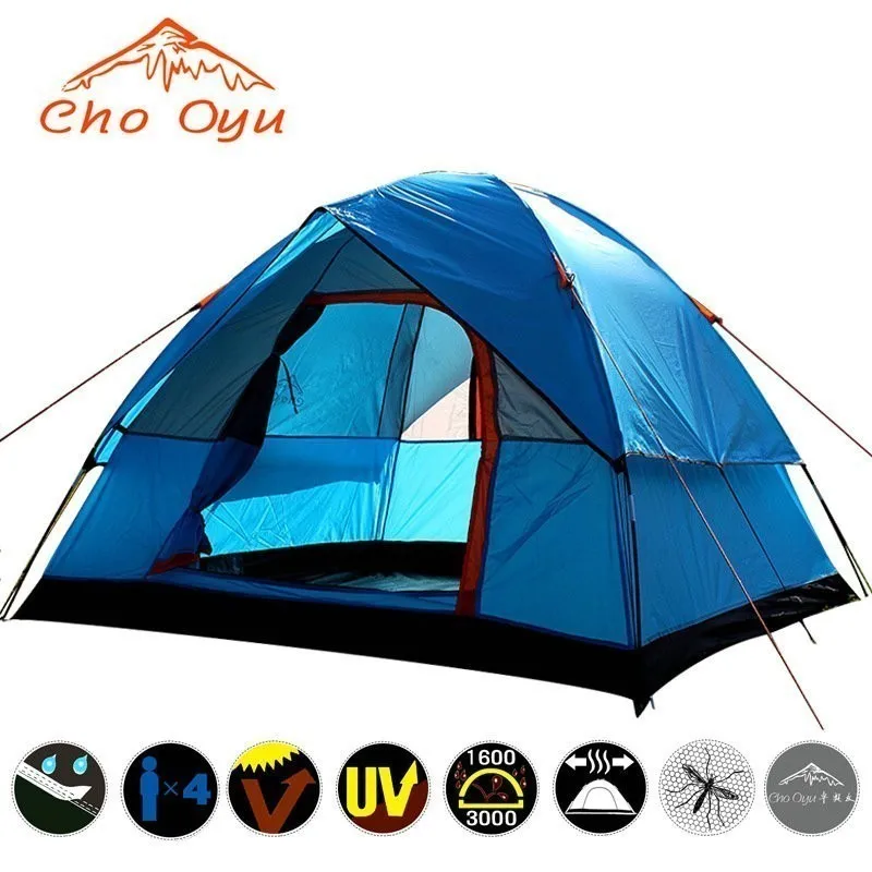 Günstig 3 4 Person Camping Zelt Dual Schicht Windschutz Wasserdichte Anti UV Tourist Zelte für Angeln Wandern Strand Reise 3 saison Zelt
